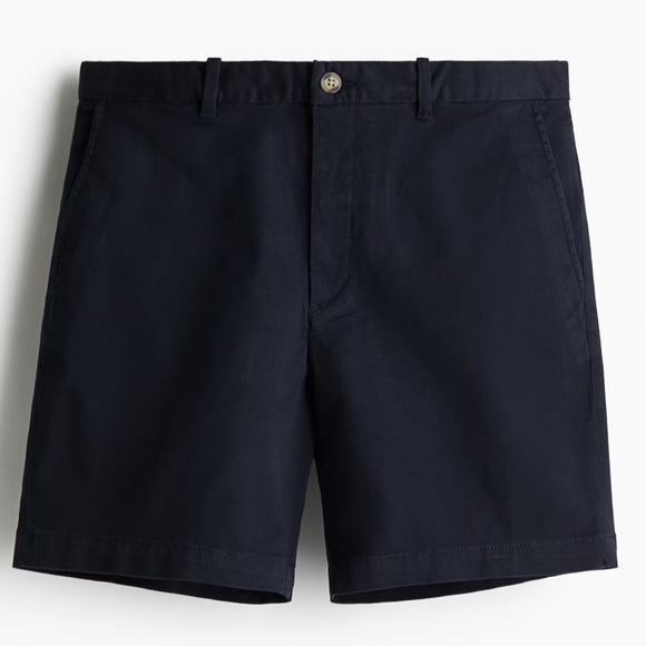 H&M Navy Regular Fit Cotton Coupe Standard Bermuda Shorts Size 33 - Picture 1 of 8
